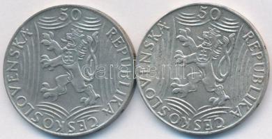 Csehszlovákia 1949. 50K Ag "Sztálin" (2x) T:2- Czechoslovakia 1949. 50 Korun Ag "Stalin" (2x) C:VF Krause KM# 28