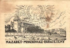 1924-1949 Budapest XXII. Budatétény, Názáret Missziósház; 25. évfordulós emléklap (fl)