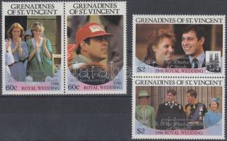 Prince Andrew and Sarah Ferguson 2 sets (with 2 overprinted pair) on 2 stock cards Andrew herceg és ...