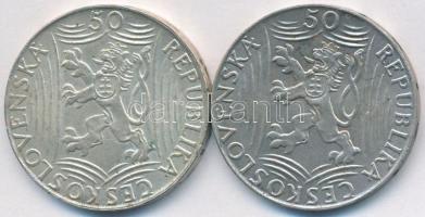 Csehszlovákia 1949. 50K Ag "Sztálin" (2x) T:2- Czechoslovakia 1949. 50 Korun Ag "Stalin" (2x) C:VF Krause KM# 28