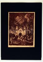 Rudnay Gyula (1878-1957): Lovasok. Cinkográfia, papír, jelzett a nyomaton, 16×13 cm