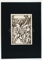 Csöre Erzsébet (1896-?): A tárt karú ember. Fametszet, papír, jelzés nélkül, 15×10 cm