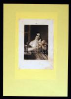 Barabás Miklós (1810-1898): Lány galambbal. Acélmetszet, papír, jelzett a metszeten, Der Bildersaal ...