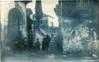 Tarzo, old town view with an Austro-Hungarian soldier, photo