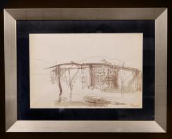 Patkó jelzéssel: Halászbástya. Lavírozott tus, papír, üvegezett újszerű keretben, 31×46 cm