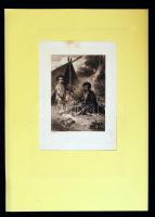 Barabás Miklós (1810-1898): Zenész koldus család. Acélmetszet, papír, jelzett a metszeten, Der Bildersaal című könyvből, 11×7,5 cm