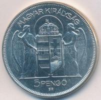 1930. 5P Ag "Horthy jobbra" utánveret U.P.jelölés nélkül T:P Hungary 1930. 5 Pengő Ag "Horthy" restrike without U.P. mark C:P Adamo P8