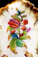 Herendi Viktória mintás tálka, kézzel festett, hibátlan, jelzett, 16x9 cm