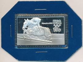 Amerikai Egyesült Államok 1980. 15c "Lovas" Ag olimpiai bélyegérem (12g/0.925) T:PP USA 1980. 15 Cents "Equestrian" Ag olympic stamp medallion (12g/0.925) C:PP