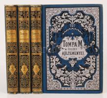 Tompa Mihály összes költeményei. I.-III. kötet. Rendezték barátai, Arany János, Gyulai Pál, Lévay József és Szász Károly 1870. Bp. 1870. Franklin-Társulat. 394; 437; 462;p. Az első kötetben a költő életrajzával. (1 t., a költő arcképe és egy két kap kijár) Dúsan aranyozott kiadói egészvászon díszkötésben, festett lapszélekkel, névbejegyzéssel. Jó állapotban