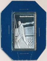 Amerikai Egyesült Államok 1980. 10c "Gerelyhajítás" Ag olimpiai bélyegérem (12g/0.925) T:PP USA 1980. 10 Cents "Javelin Throw" Ag olympic stamp medallion (12g/0.925) C:PP