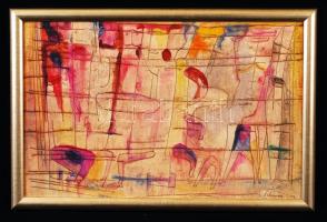 Schéner Mihály (1923-2009): Társalgók. Olaj, farost, jelzett, keretben, 32×50 cm