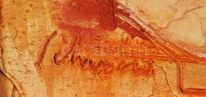 Schéner Mihály (1923-2009): Pásztorok. Olaj, farost, jelzett, keretben, 32×60 cm