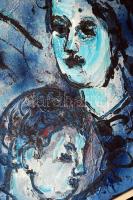 Csorba Simon László (1943-): Anya a fiával. Vegyes technika, papír, keretben, 70×50 cm