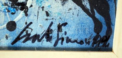 Csorba Simon László (1943-): Anya a fiával. Vegyes technika, papír, keretben, 70×50 cm