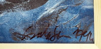 Csorba Simon László (1943-): Anya a fiával II. Vegyes technika, papír, keretben, egy festékrepedésse...