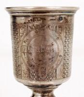 cca 1900 Ezüst házassági pohárka pár. Gravírozott, jelzett. Egyik javított. / Silver wedding glass s...