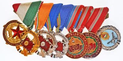 7db-os szocialista kitüntetés együtt felfüggesztve, közte 1957. "Munkás Paraszt Hatalomért" + 1964. "Haza Szolgálatáért arany/ezüst" + "Szolgálati Érdemérem 10-20 év után" T:1-,2