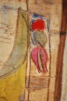 Schéner Mihály (1923-2009): Riadalom. Olaj, farost, jelzett, keretben, 40×70 cm