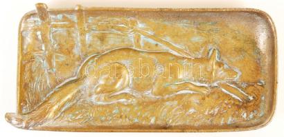 Régi bronz vadász tálka / Hunter brass tray 17x9 cm