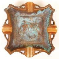 Régi bronz lovas hamutálka / Brass tray 15x15 cm