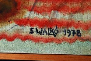 Solymári Walkó László (1909-1984): Humoros virágcsendélet. Olaj, vászon, jelzett, keretben, 60×40 cm