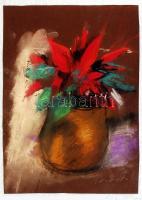 Andráskó István (1930-): Virágcsendélet. Pasztell, papír, jelzett, 30×21 cm