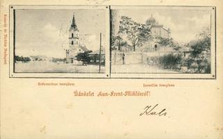 1900 Kunszentmiklós, Református és izraelita templom, zsinagóga. Kalmár és Tichler kiadása (kis szakadás / small tear)