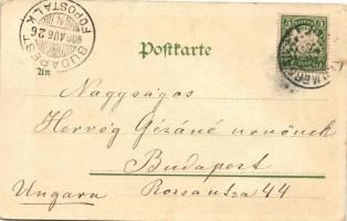 1900 Oberammergau; Passionsspiel, Anna Flunger und ihr Wohnhaus / the apartment of the actress, flor...