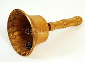 Antik hatású réz csengő díszítőmotívumokkal, m: 20 cm