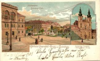 Sopron, Oedenburg; Széchenyi tér, domonkos templom; Verlag L. F. Kummert Nr. 6199 litho s: Götzinger