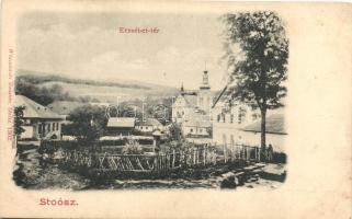 Stósz, Stoósz; Erzsébet tér, templom; kiadja Wlaszlovits Gusztáv / Elisabeth square, church