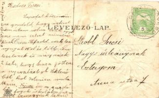 Kovácspatak, Rédly-villa, Otthon-villa, vendéglő; lóhere / clover Emb. litho