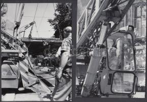 cca 1980 Balásy Pál: Budapesti villamos sínek cseréje a Nagykörúton, 5 darabból álló képriport, 18x1...