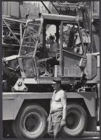 cca 1980 Balásy Pál: Budapesti villamos sínek cseréje a Nagykörúton, 5 darabból álló képriport, 18x1...