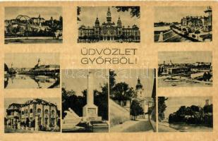 Győr - 4 db régi magyar városképes lap, benne egy Képzőművészeti Alap kiadása