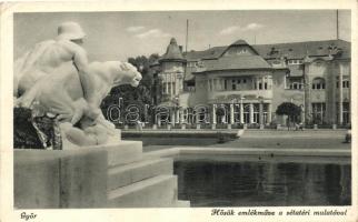 Győr - 4 db régi magyar városképes lap, benne egy Képzőművészeti Alap kiadása