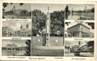 Győr - 4 db régi magyar városképes lap, benne egy Képzőművészeti Alap kiadása