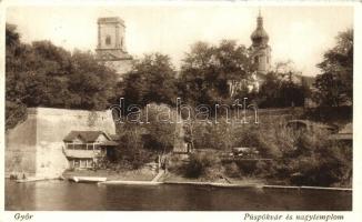 Győr - 2 db régi magyar városképes lap: Püspökvár, nagytemplom, Bisinger sétány