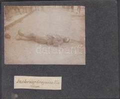 cca 1914-1918 Katona szökevény kivégzése Slamicon, kartonra ragasztott fénykép, 8x10,5 cm