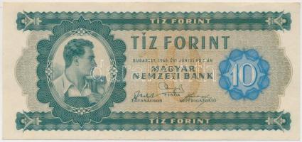 1946. 10Ft T:I- (hajtatlan) Hungary 1946. 10 Forint C:AU (unfolded) Adamo F1