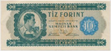 1946. 10Ft T:I-,II (hajtatlan)  Hungary 1946. 10 Forint C:AU,XF (unfolded) Adamo F1