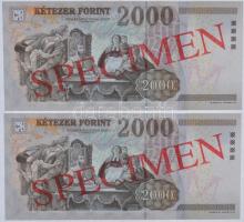 2013. 2000Ft "MINTA" felülnyomással (2x) "CA 0000031" és "CA 0000032" ...