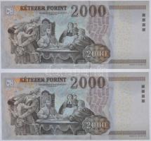 2013. 2000Ft "MINTA" felülnyomással (2x) "CA 0000031" és "CA 0000032" ...