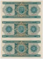 1946. 10Ft (3x) sorszámkövetők, nyomdai papírráncokkal T:I- (hajtatlanok)
Hungary 1946. 10 Forint (3...