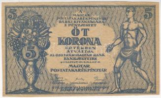 1919. 5K fázis próbanyomat/ Phasenprobedruck csak előoldal alapnyomat nélkül, sok lemezhibával más színárnyalatban, hátoldal teljes hiánya/ nur Vorderseite RRR!!! Feltehetően egyetlen idáig előbukkant példány!/ Vermutlich bisher einzige existierende Stück! T:II Jobb alsó saroknál kis beszakadás/ mit kline Riß!