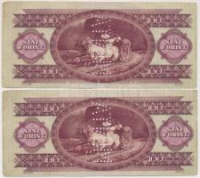 1949. 100Ft "MINTA" perforációval (2x) sorszámkövetőek T:II,II-
Hungary 1949. 100 Forint w...