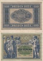 1919. 1000K ki nem adott próbanyomat elő- és hátoldal egyben nyomva/ nicht ausgegebene Probe/ feltehetően csak 3-5db létezhet RRR!!! Vermutlich nur 3-5Tt kann existieren! T:II Csak egyszer hatjva!