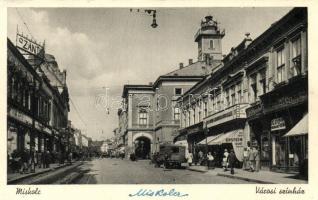 Miskolc - 2 db régi magyar városképes lap: Városi színház, üzletek, Erzsébet tér