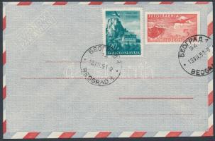 1951 Alpinista szövetség bélyeg díjjegyes borítékon, alkalmi bélyegzéssel Mi 657 + LU 4 a